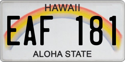 HI license plate EAF181