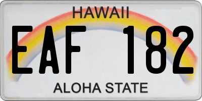 HI license plate EAF182