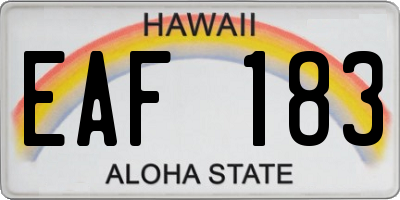 HI license plate EAF183
