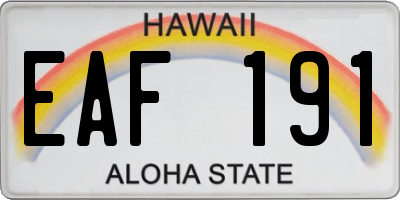 HI license plate EAF191