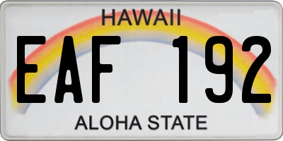 HI license plate EAF192