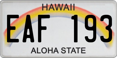 HI license plate EAF193