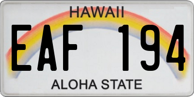 HI license plate EAF194