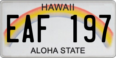 HI license plate EAF197