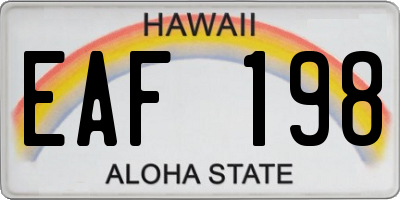 HI license plate EAF198