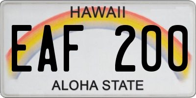 HI license plate EAF200