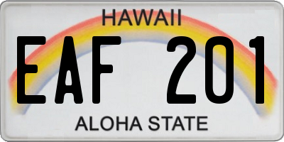 HI license plate EAF201