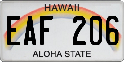 HI license plate EAF206