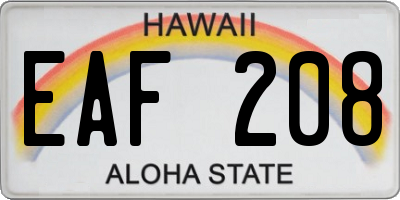 HI license plate EAF208