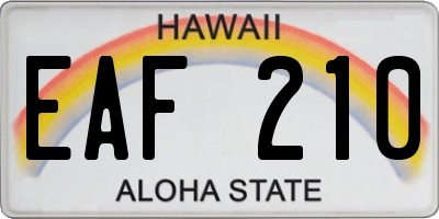 HI license plate EAF210