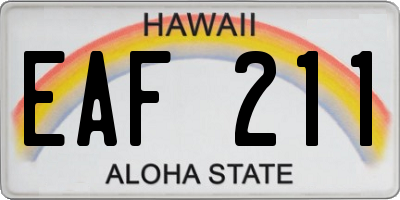 HI license plate EAF211