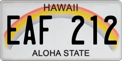 HI license plate EAF212