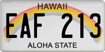 HI license plate EAF213