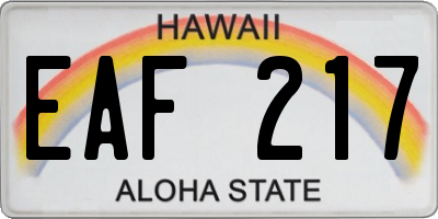 HI license plate EAF217