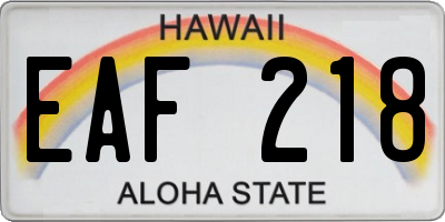 HI license plate EAF218