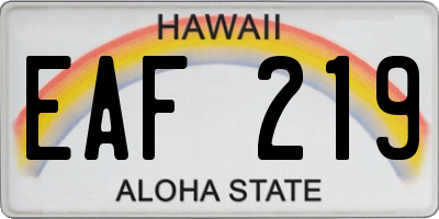 HI license plate EAF219