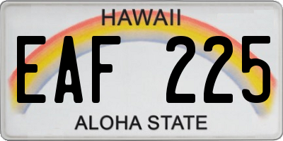 HI license plate EAF225