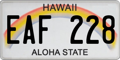 HI license plate EAF228