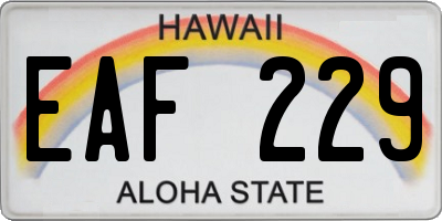 HI license plate EAF229