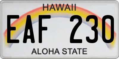 HI license plate EAF230