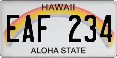 HI license plate EAF234