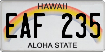 HI license plate EAF235