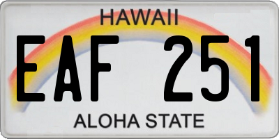 HI license plate EAF251