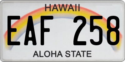 HI license plate EAF258