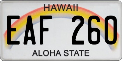 HI license plate EAF260