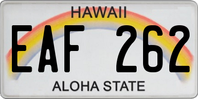 HI license plate EAF262