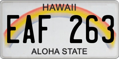 HI license plate EAF263