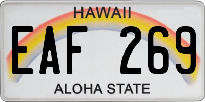 HI license plate EAF269