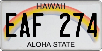 HI license plate EAF274