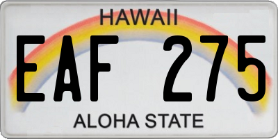 HI license plate EAF275