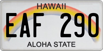HI license plate EAF290