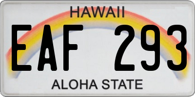 HI license plate EAF293