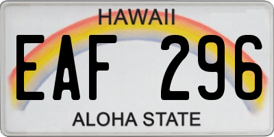 HI license plate EAF296