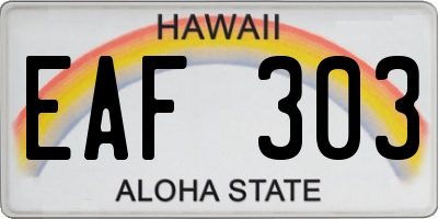 HI license plate EAF303