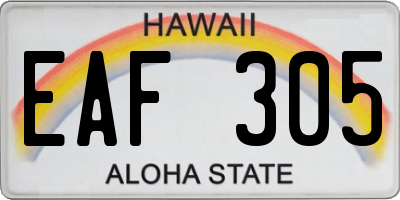 HI license plate EAF305