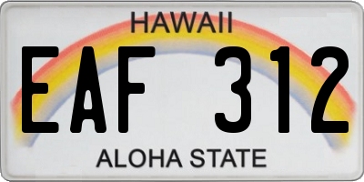 HI license plate EAF312