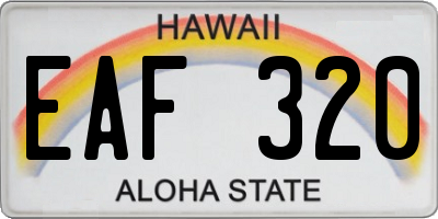 HI license plate EAF320