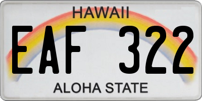 HI license plate EAF322