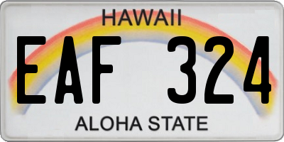 HI license plate EAF324