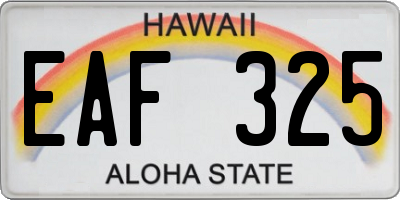 HI license plate EAF325