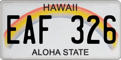 HI license plate EAF326