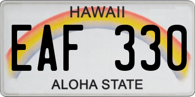 HI license plate EAF330