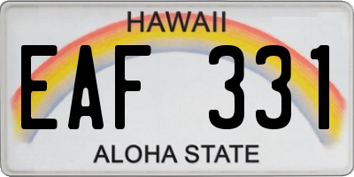 HI license plate EAF331