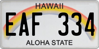 HI license plate EAF334