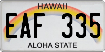 HI license plate EAF335