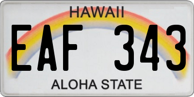 HI license plate EAF343